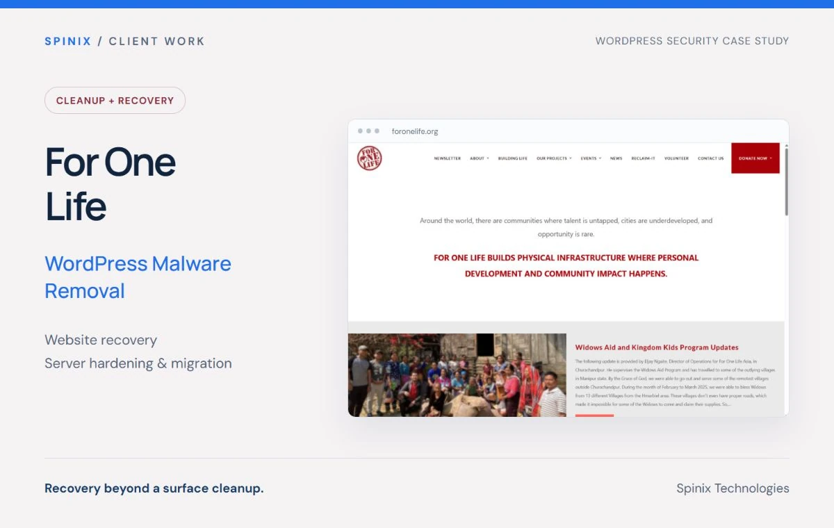 For One Life — WordPress malware removal & recovery
