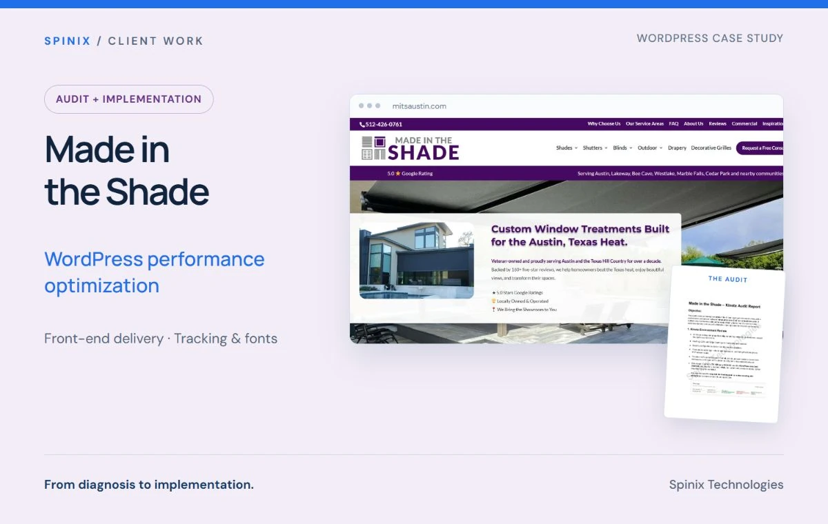 Made in the Shade: WordPress performance optimization, audit and implementation case study