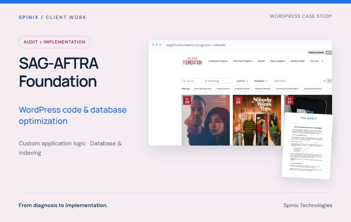 SAG-AFTRA Foundation — WordPress code & database optimization