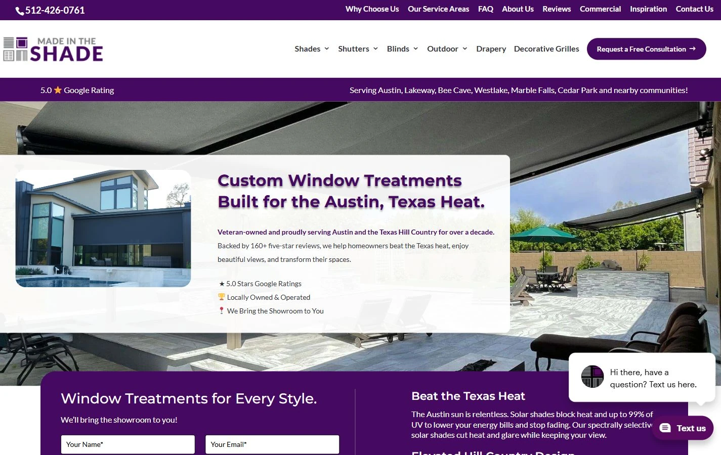 Made in the Shade homepage