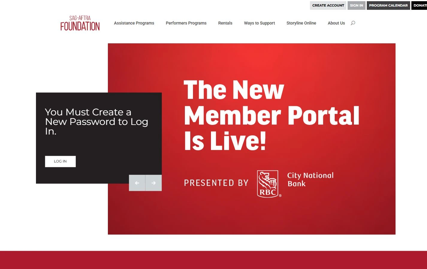 SAG-AFTRA Foundation homepage