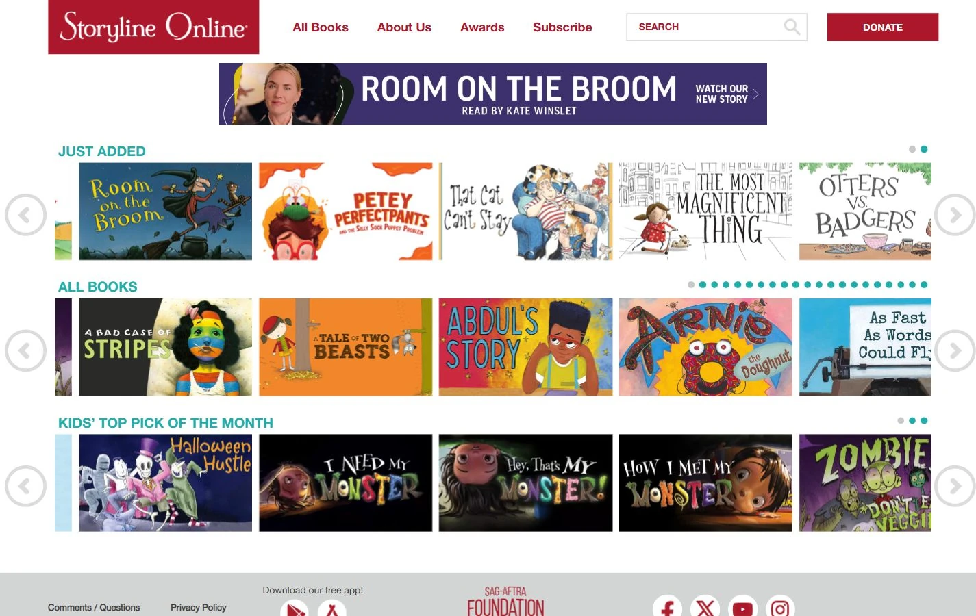 Storyline Online homepage